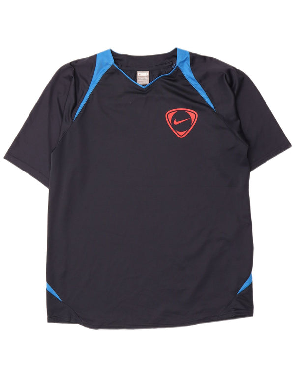Nike T-shirt pour homme UK 42/44 Large Bleu marine Colorblock Polyester