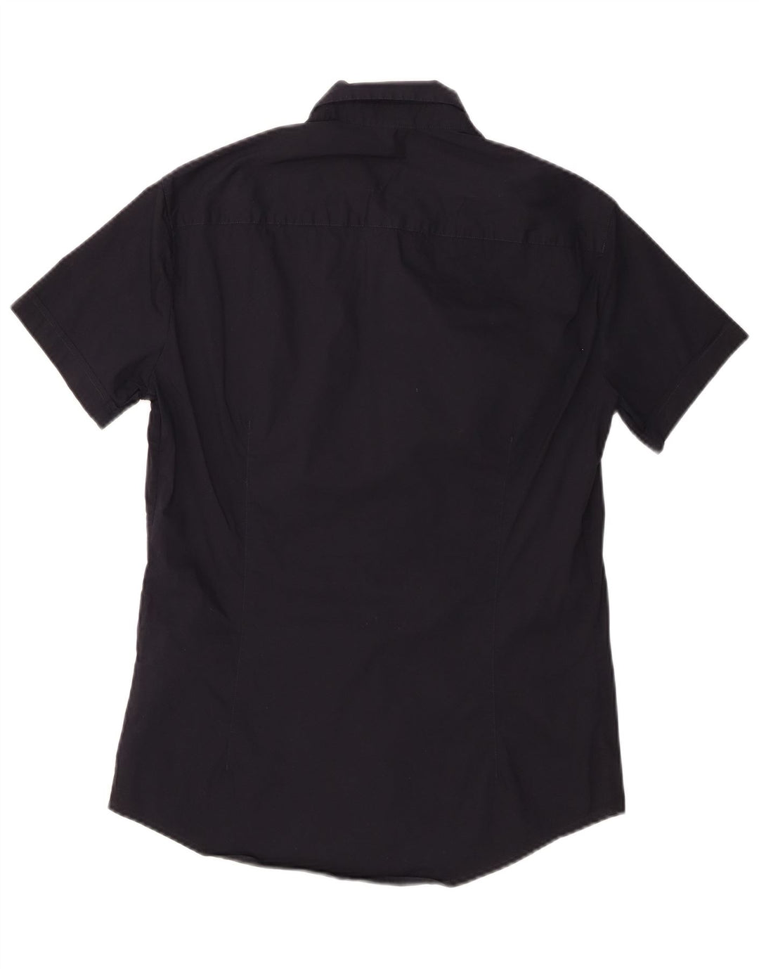 Emporio Armani Mens Short Sleeve Shirt Medium Navy Blue Cotton