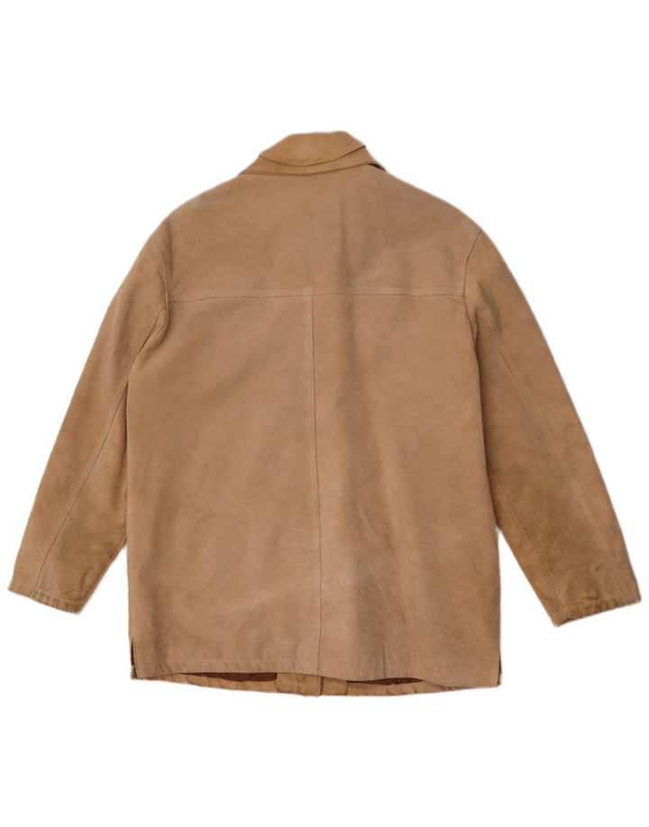 Vintage Womens Suede Jacket IT 44 Medium Beige Leather