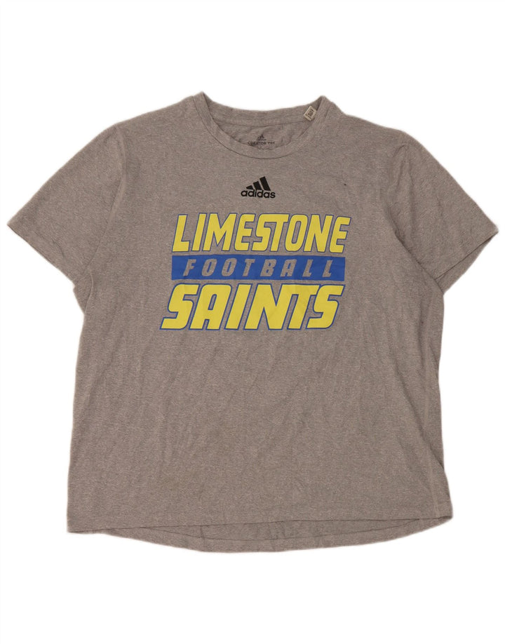 Adidas Mens Limestone Saints Graphic T-Shirt Top Large Grey Polyester