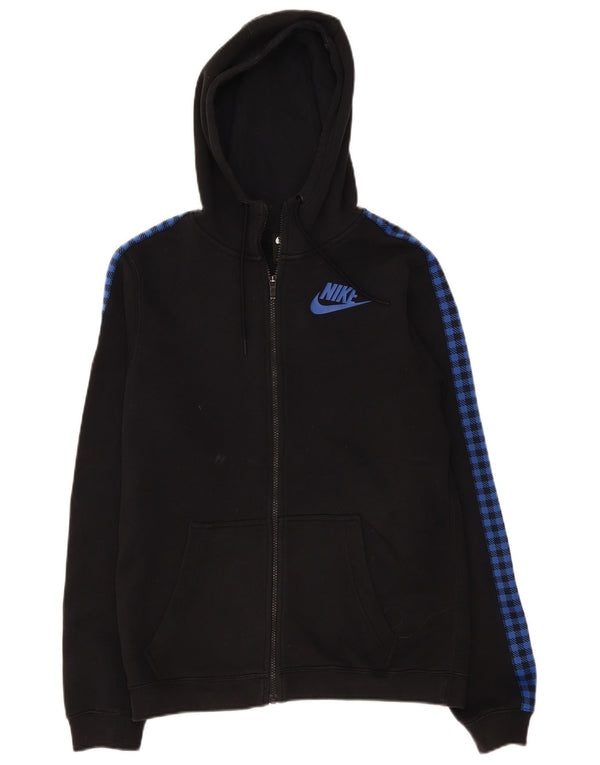 Nike Mens Zip Hoodie Sweater Small Black Colourblock Cotton