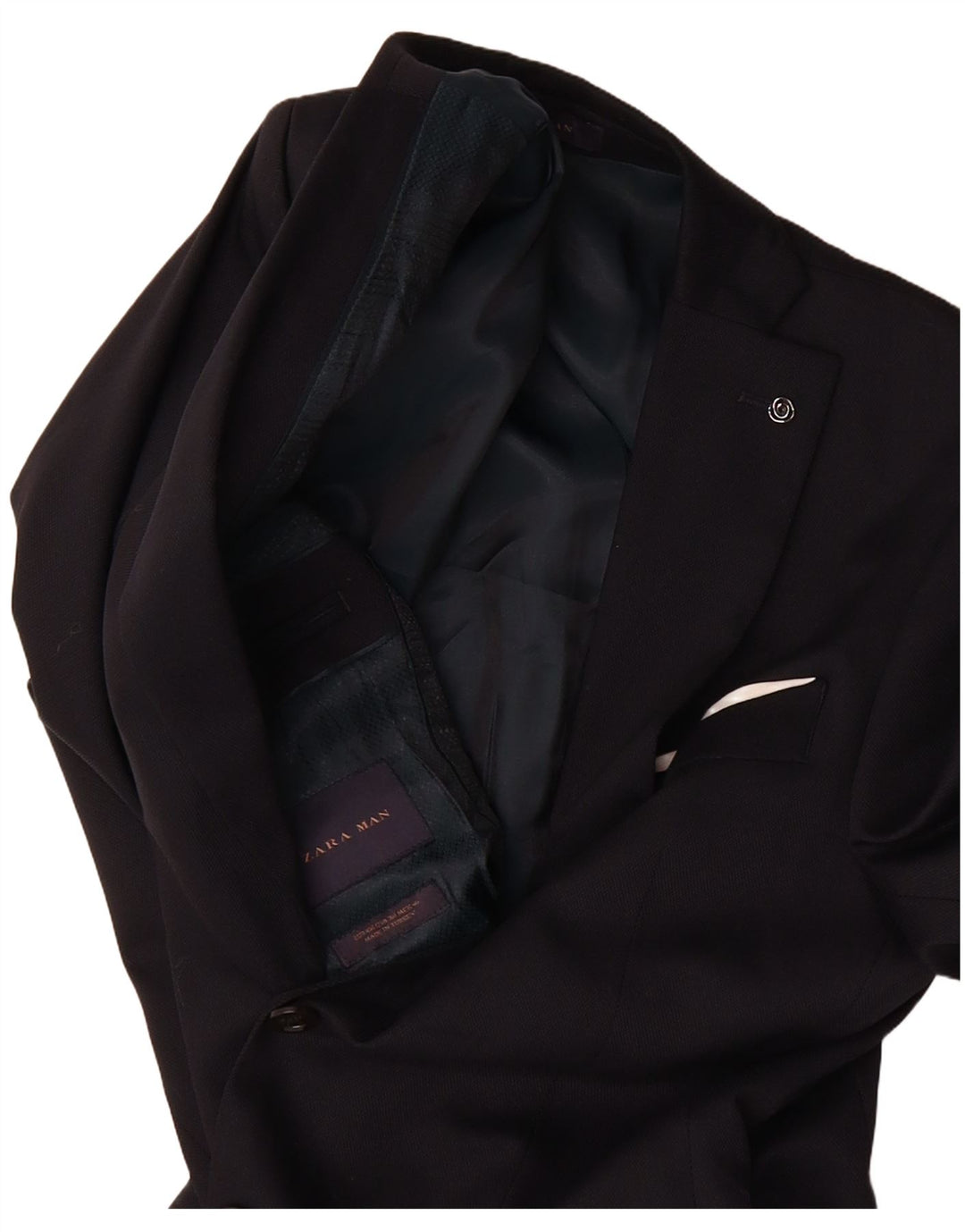 ZARA Mens 2 Button Blazer Jacket Size 40 Medium Navy Blue Polyester
