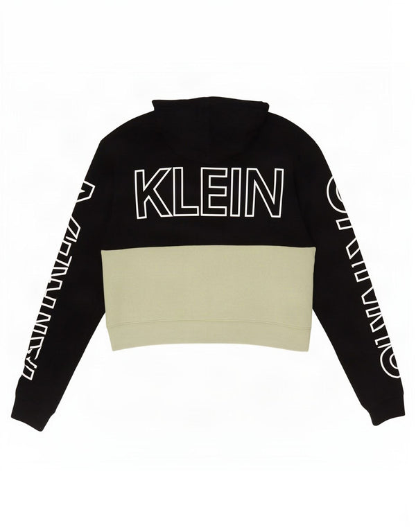 Calvin Klein Jeans Womens Oversized Graphic Hoodie Jumper UK 10 Small Black