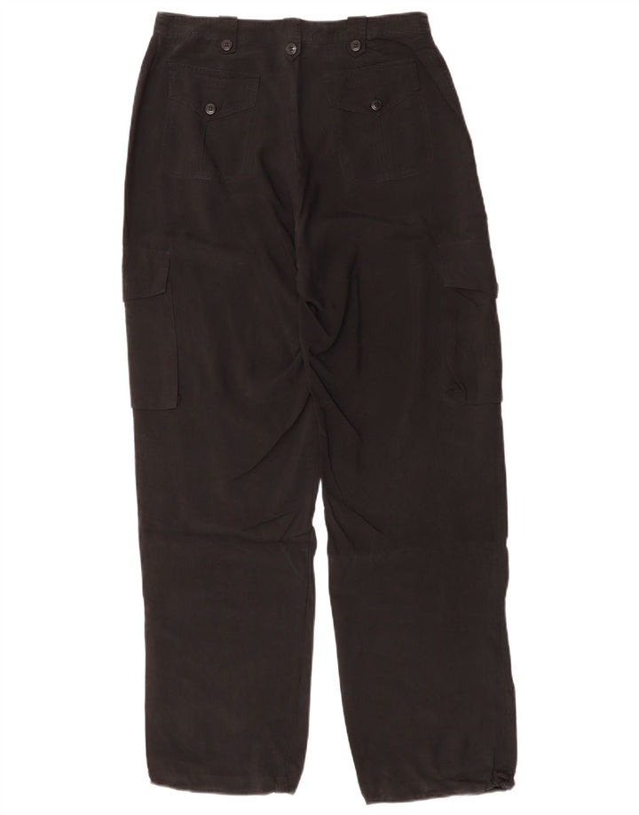 Warehouse Womens Straight Cargo Trousers UK 12 Medium W28 L31 Black Silk
