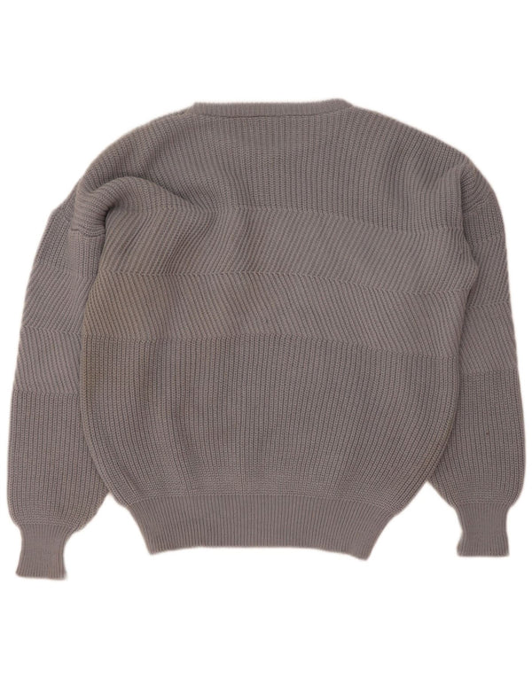 Vintage Mens Crew Neck Jumper Sweater IT 50/52 Large Grey Wool