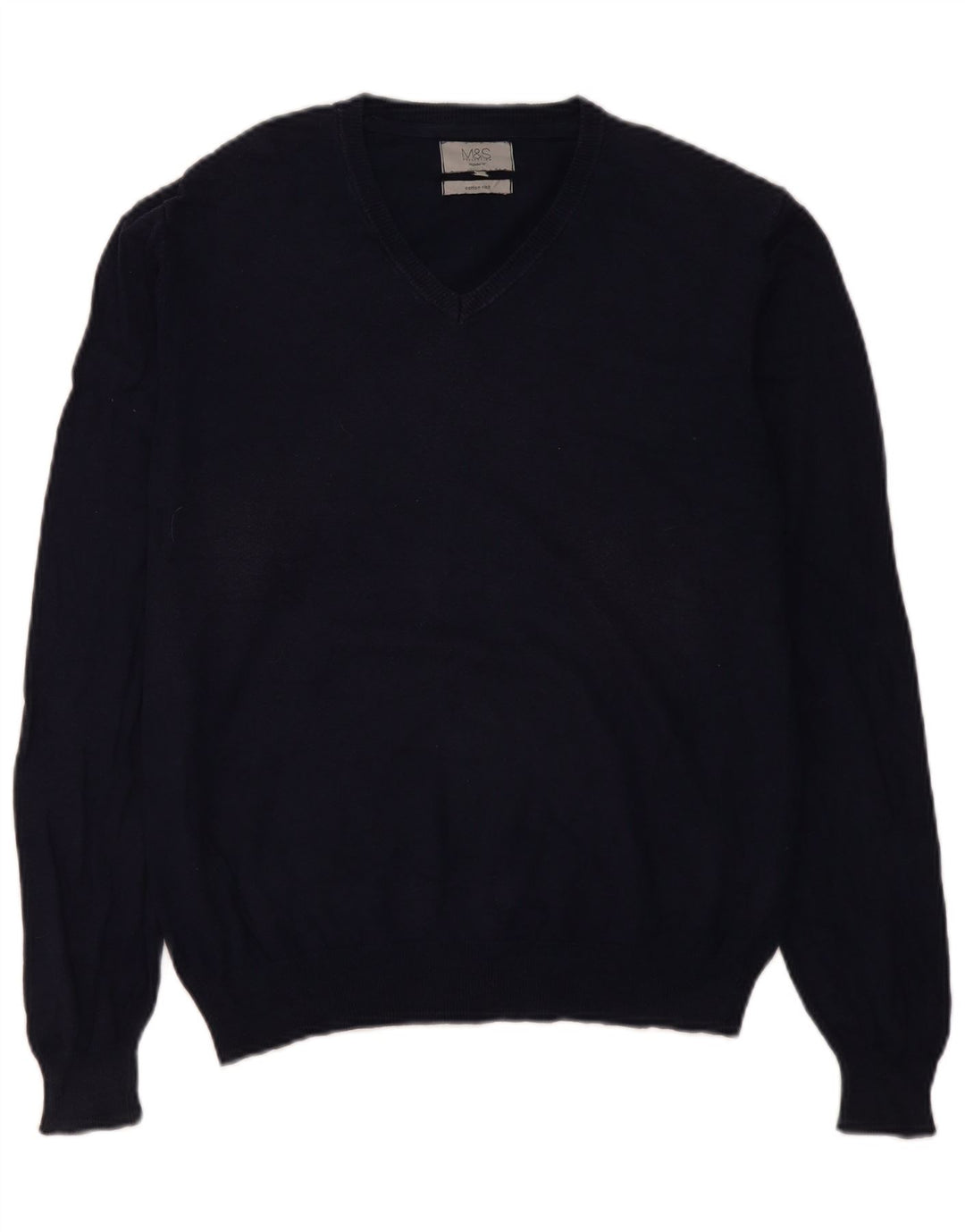 Maglione maglione con scollo a V vestibilità regolare da uomo Marks & Spencer blu navy medio