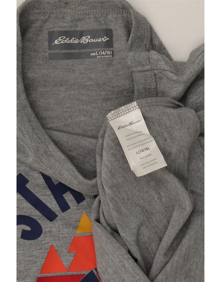 EDDIE BAUER Boys Graphic T-Shirt Top 14-15 Years Large Grey Polyester Vintage Eddie Bauer and Second-Hand Eddie Bauer from Messina Hembry 