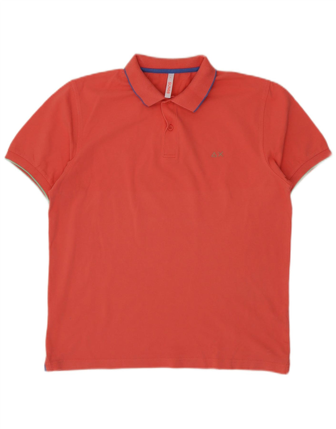 SUN68 Mens Polo Shirt Large Orange Cotton