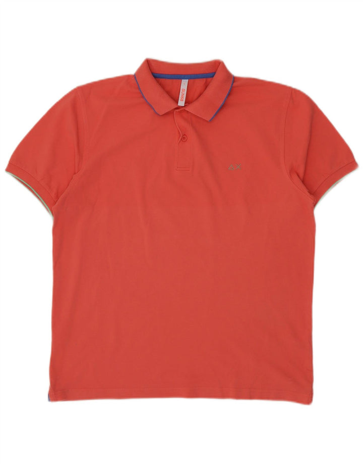 SUN68 Mens Polo Shirt Large Orange Cotton