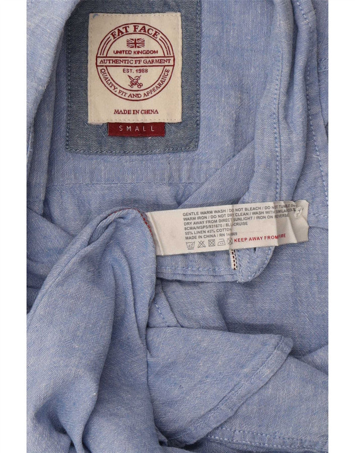 Fat Face Mens Short Sleeve Shirt Small Blue Linen