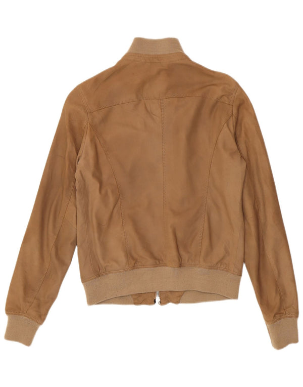 Vintage Womens Suede Bomber Jacket IT 42 Medium Brown Leather