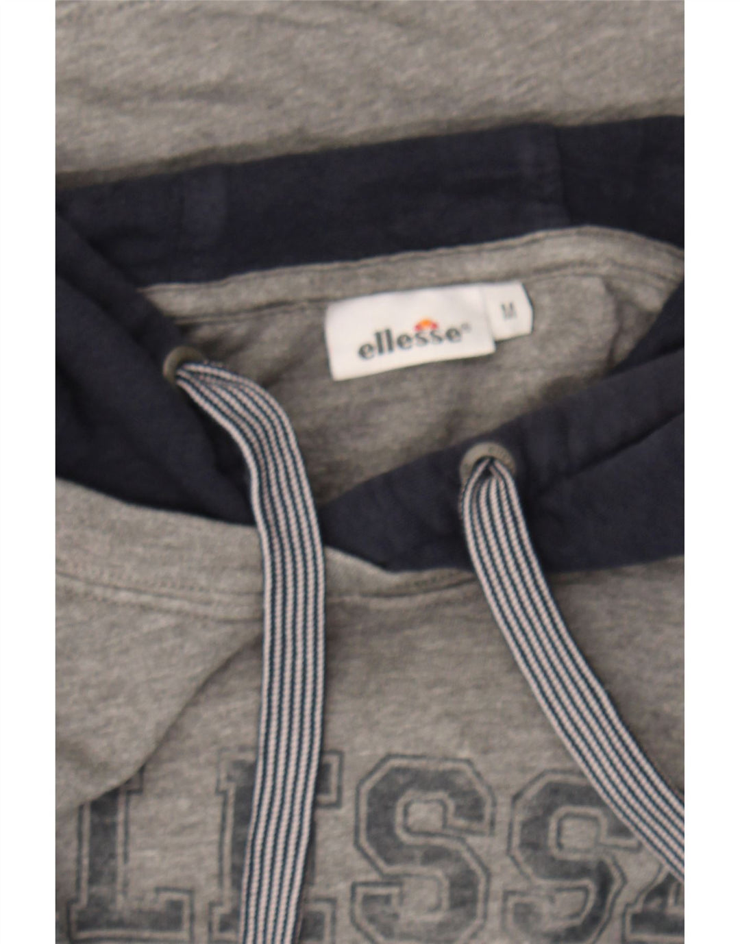 ELLESSE Mens Graphic Hoodie Jumper Medium Grey Colourblock Cotton Vintage Ellesse and Second-Hand Ellesse from Messina Hembry 