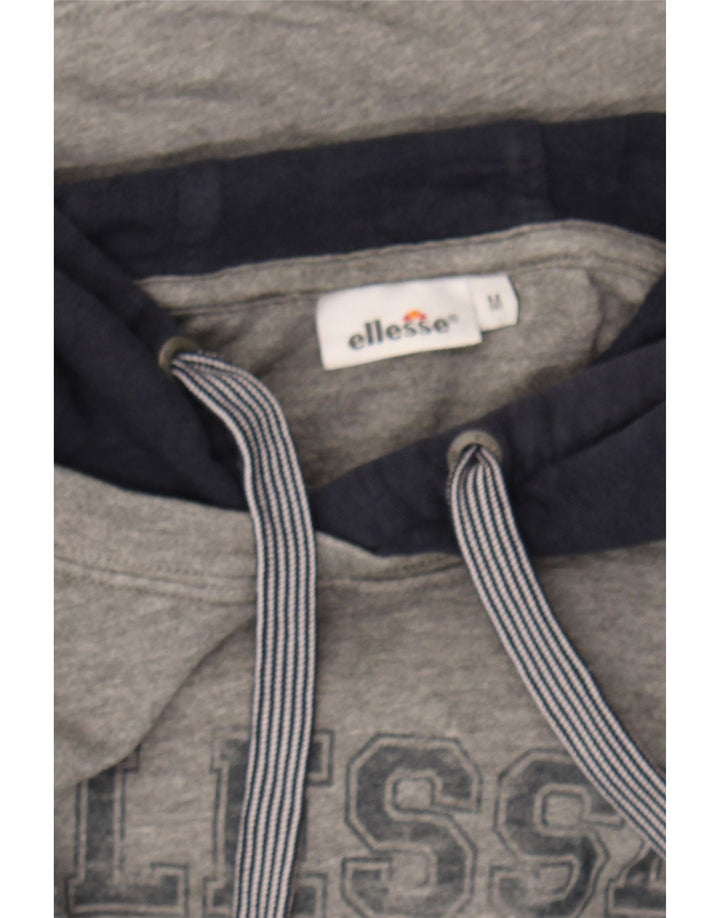ELLESSE Mens Graphic Hoodie Jumper Medium Grey Colourblock Cotton Vintage Ellesse and Second-Hand Ellesse from Messina Hembry 