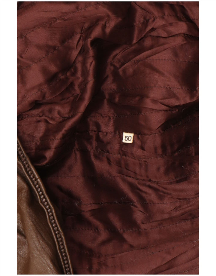 Vintage Womens Leather Jacket IT 50 XL Brown