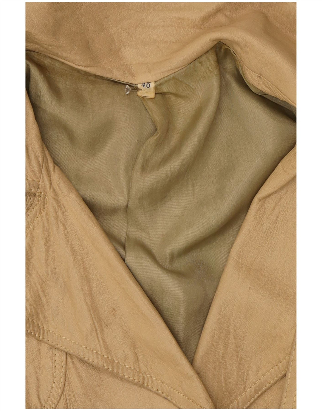 Giacca in pelle vintage da donna IT 46 grande beige
