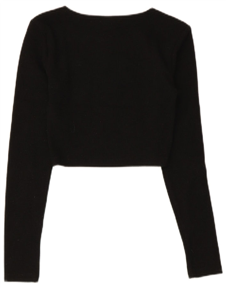 Top corto da donna Zara a maniche lunghe UK 8 piccolo poliestere nero