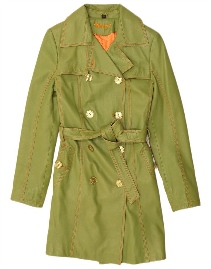 Cappotto in pelle doppio petto da donna di Benny UK 12 Pelle verde medio
