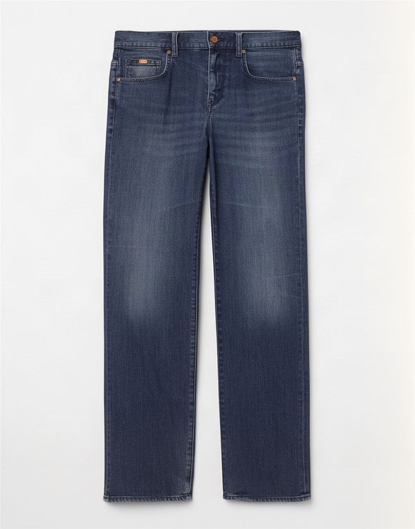 Jeans dritti elasticizzati da uomo Hugo Boss W32 L30 cotone blu navy