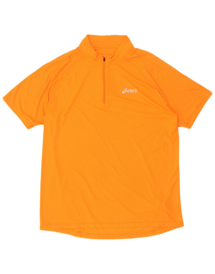 Maglietta Asics da uomo con zip e collo 2XL arancione in poliestere