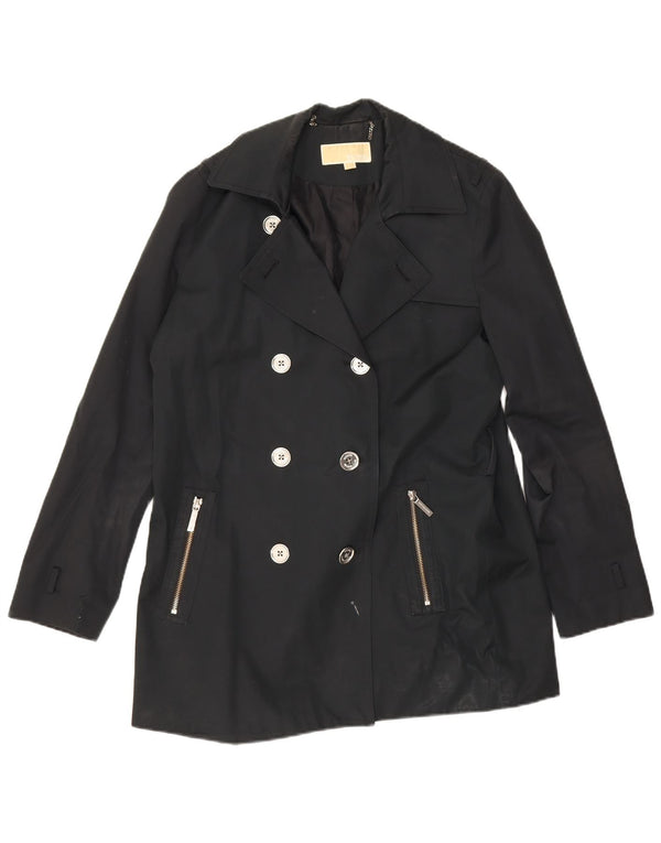 Michael Kors Dame Kort Dobbeltradet Trench Coat UK 16 Large Black