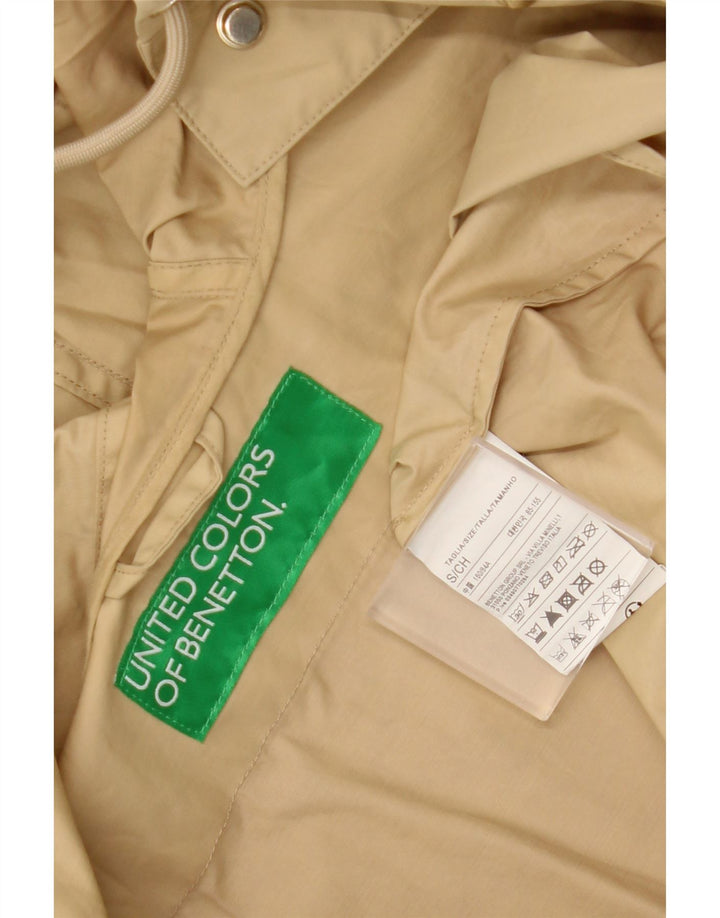 BENETTON Womens Oversized Hooded Windbreaker Jacket UK 10 Small Beige