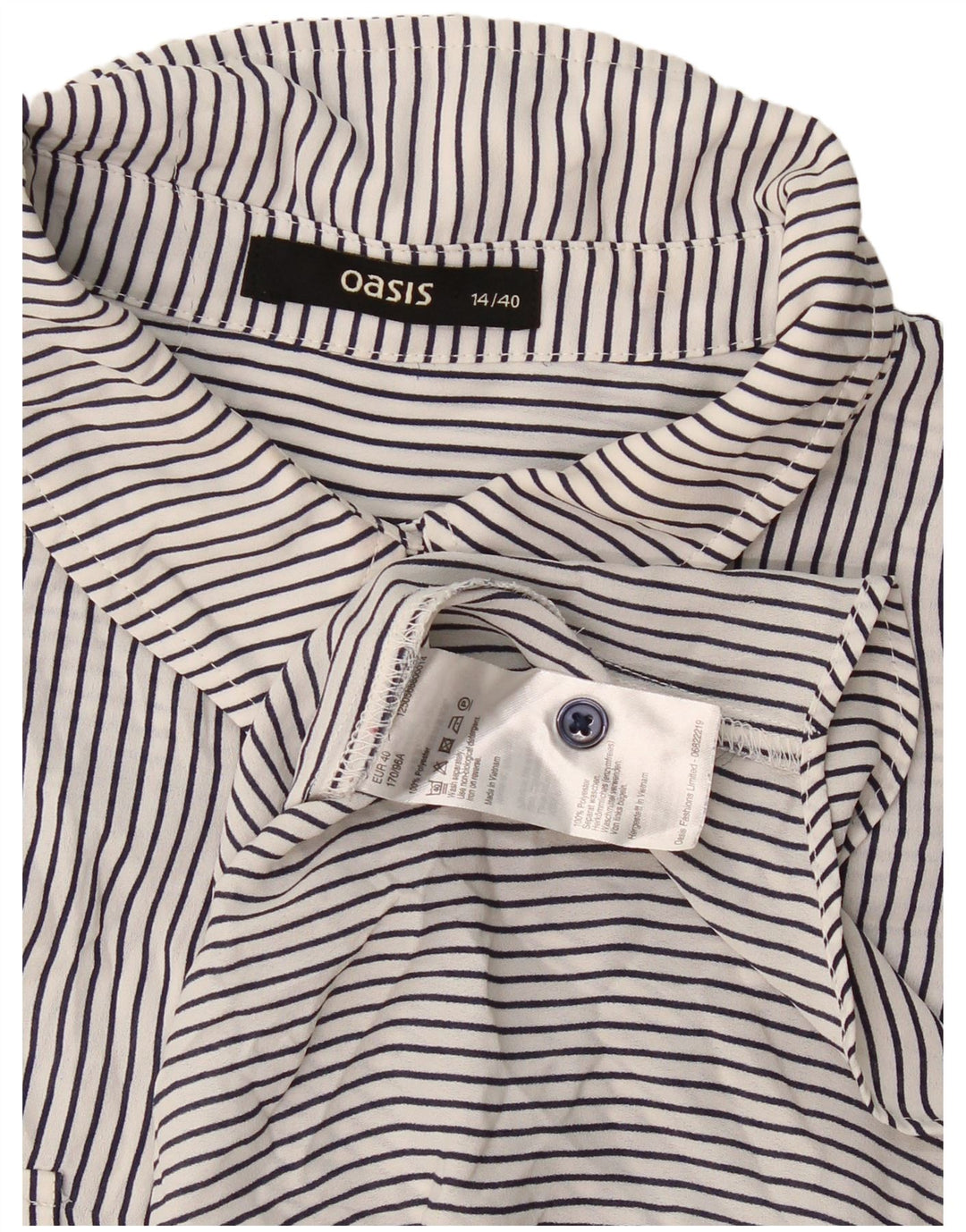 Oasis Damen-Pullover-Hemdbluse, Gr. 44, Größe L, Weiß, Nadelstreifen-Polyester