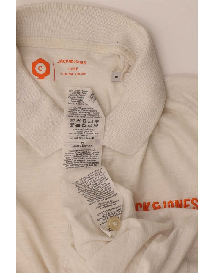 Jack & Jones Mens Polo Shirt Small White Cotton