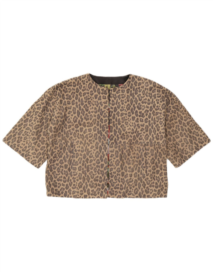 BLANCHA Womens Bolero Jacket IT 42 Medium Beige Animal Print Polyester