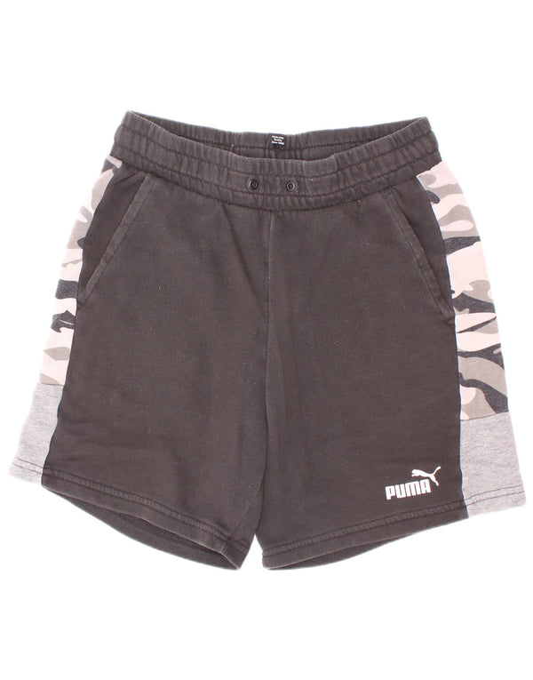 Pantaloncini sportivi Puma da bambino 13-14 anni in cotone mimetico nero