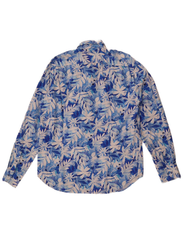 Vintage Mens Shirt Size 41/42 Large Blue Floral