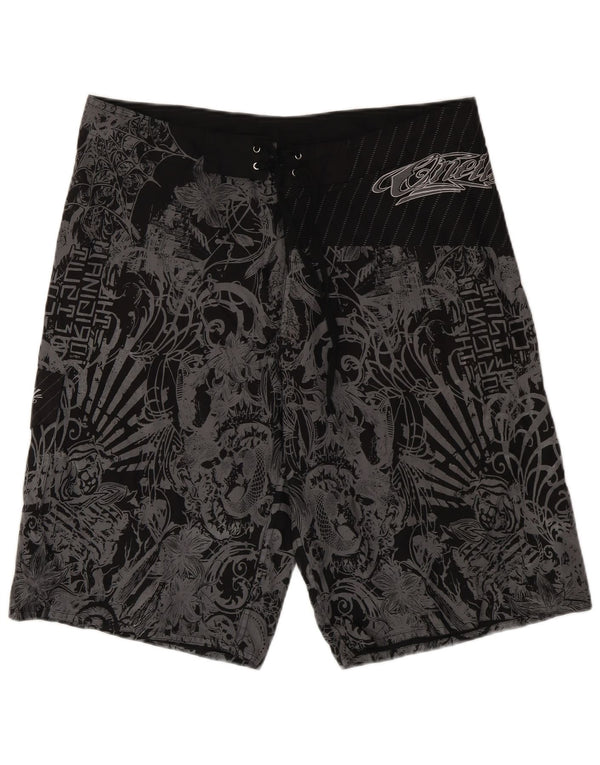 Pantaloncini da bagno grafici vintage da uomo XL poliestere floreale nero