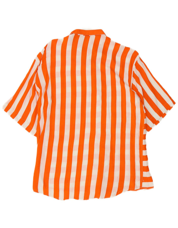 Sfarzo Womens Short Sleeve Shirt UK 14 Large Orange Striped