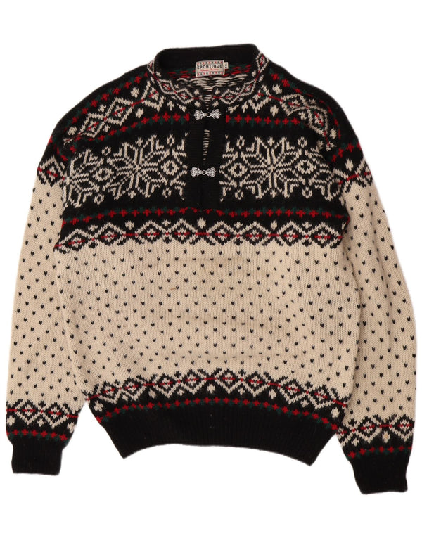 Sportique Womens Turtle Neck Jumper Sweater 2XL Off White Fair Isle Wool