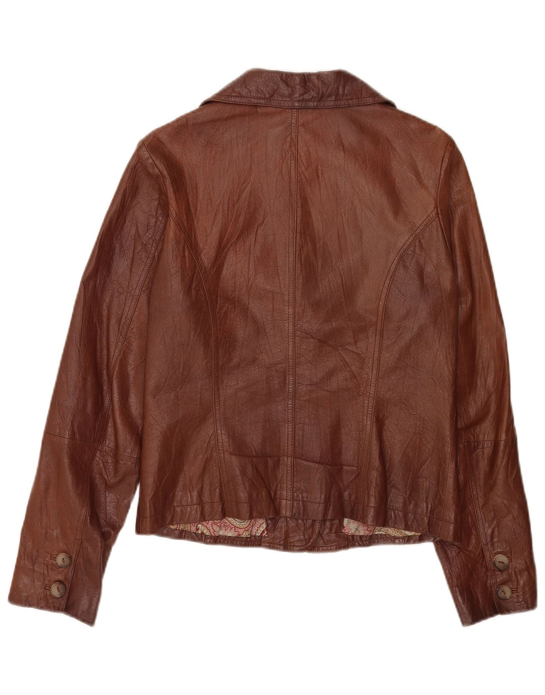 Sasha Damen 3-Knopf-Lederblazerjacke UK 12 Mittelbraun