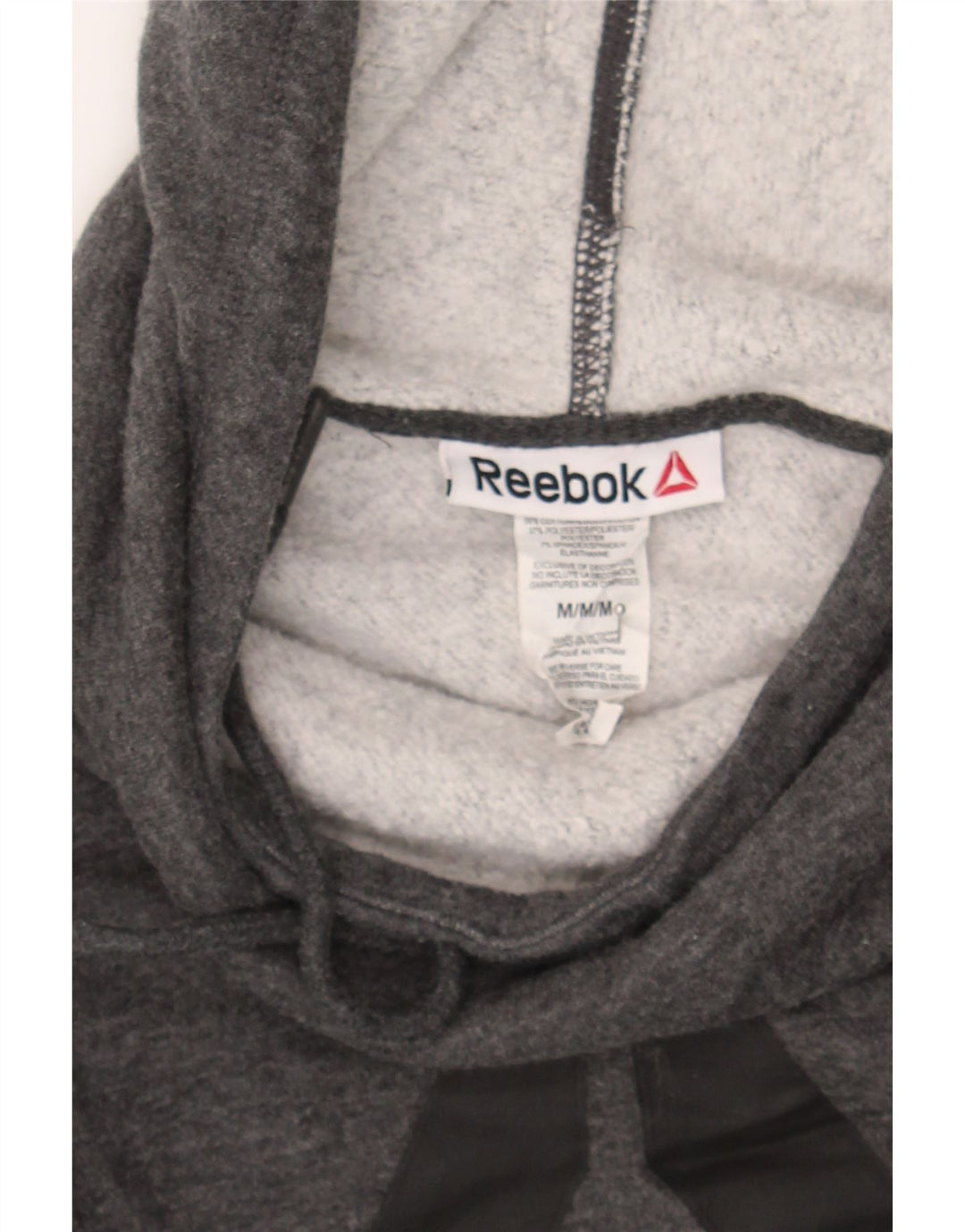 REEBOK Mens Graphic Hoodie Jumper Medium Grey Cotton Vintage Reebok and Second-Hand Reebok from Messina Hembry 