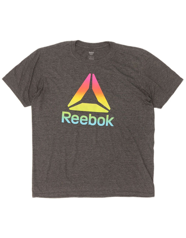Reebok T-Shirt Graphique Homme Large Gris Polyester