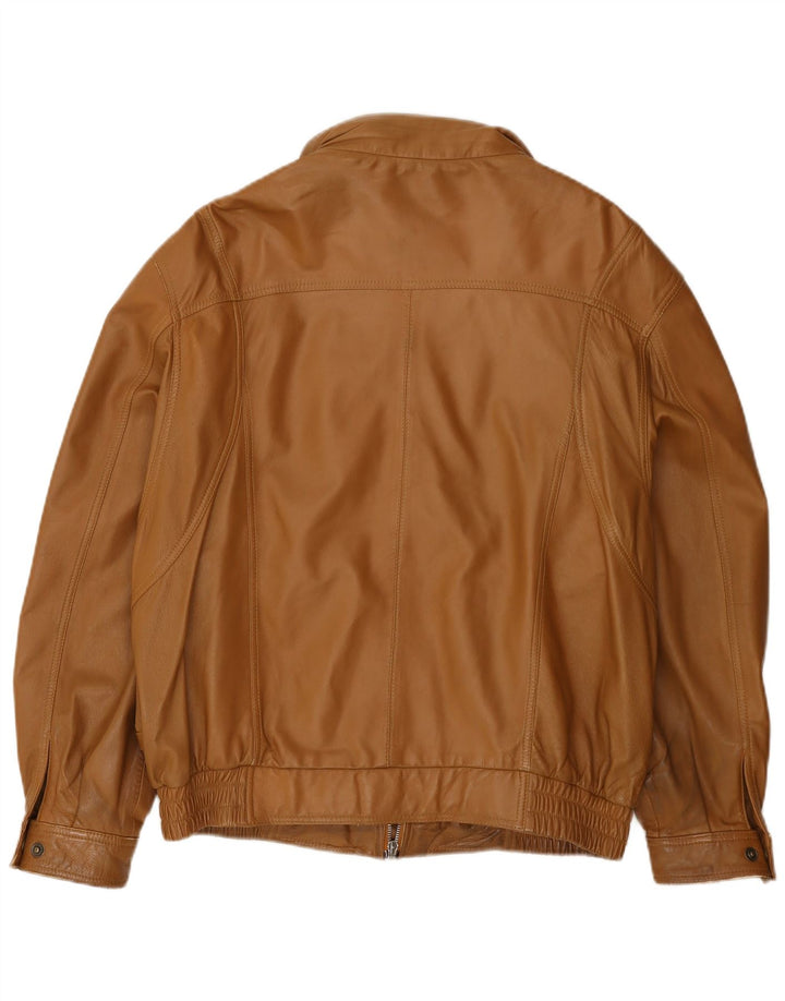 Vintage Mens Bomber Leather Jacket EU 50 Large Brown Leather