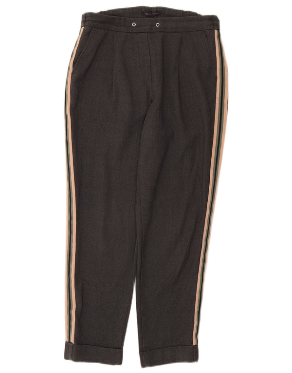 Marks & Spencer Womens Tapered Cropped Trousers UK 8 Small W28 L25 Grey