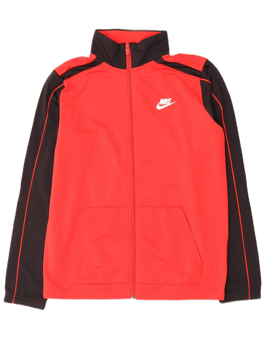 Nike Boys Tracksuit Top Jacket 13-14 Years XL Red Colourblock Polyester