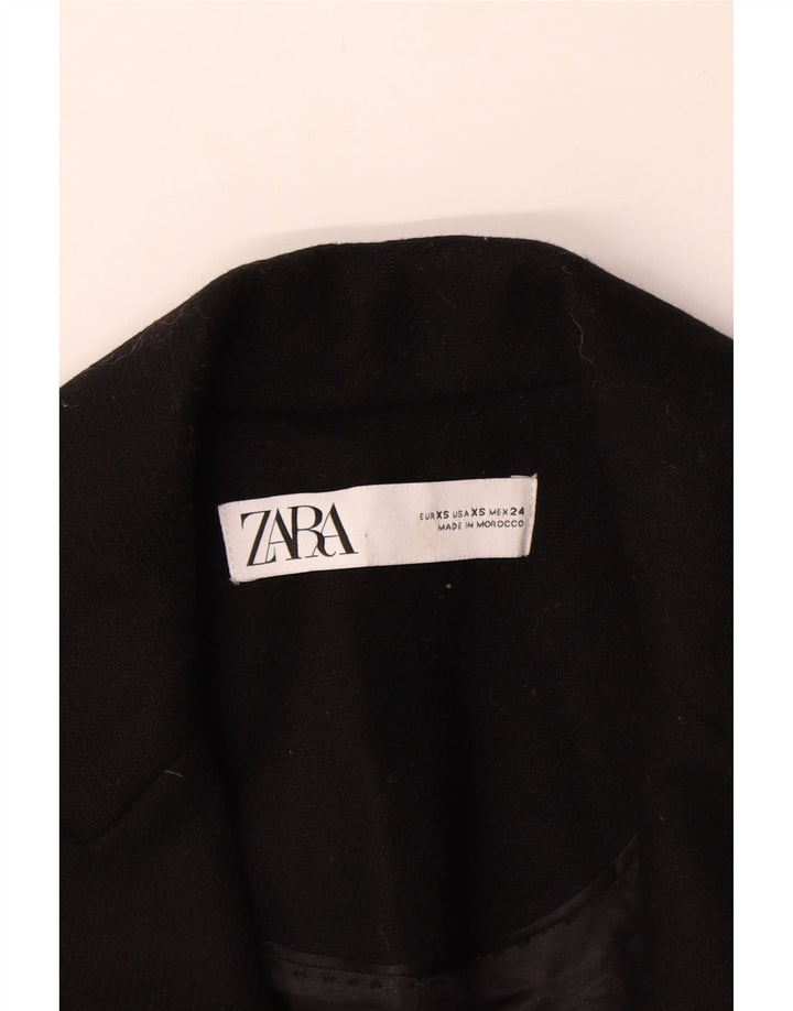 Zara Womens Overcoat UK 6 XS Black Polyester
