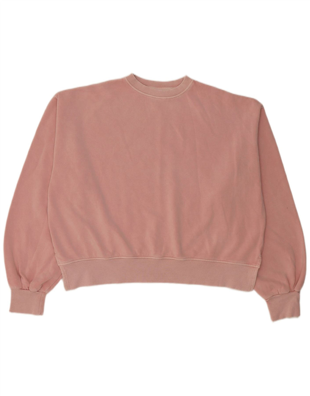 Reebok Womens Crop Oversized Sweatshirt Jumper UK 14 Medium Pink Cotton
