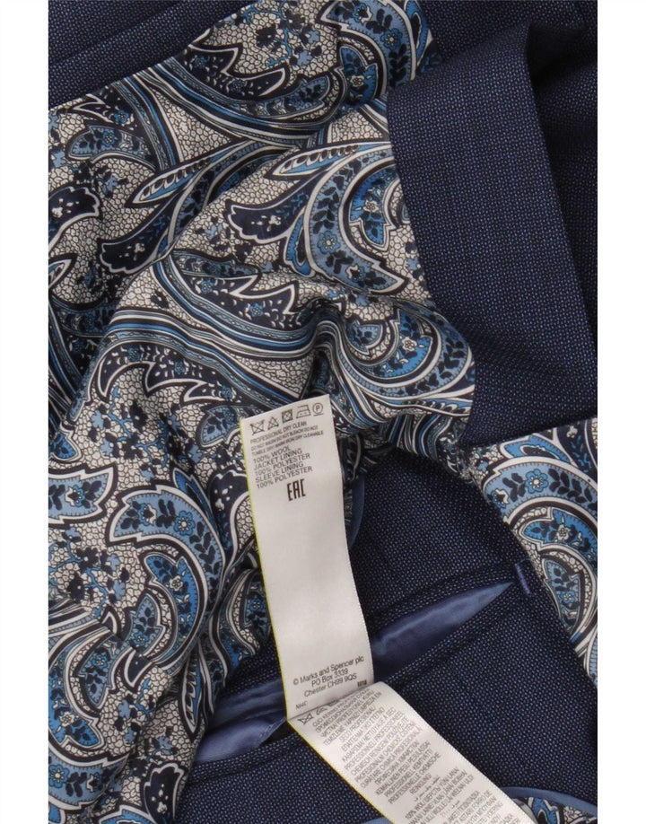 Jaqueta blazer masculina de 2 botões Marks & Spencer Reino Unido 38 lã azul médio
