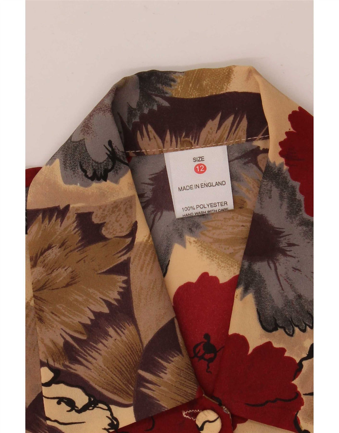 Vintage Womens Shirt Blouse UK 12 Medium Multicoloured Floral Polyester