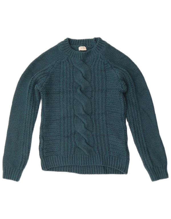 Fat Face Womens Crew Neck Jumper Sweater UK 6 XS Green Acrylic