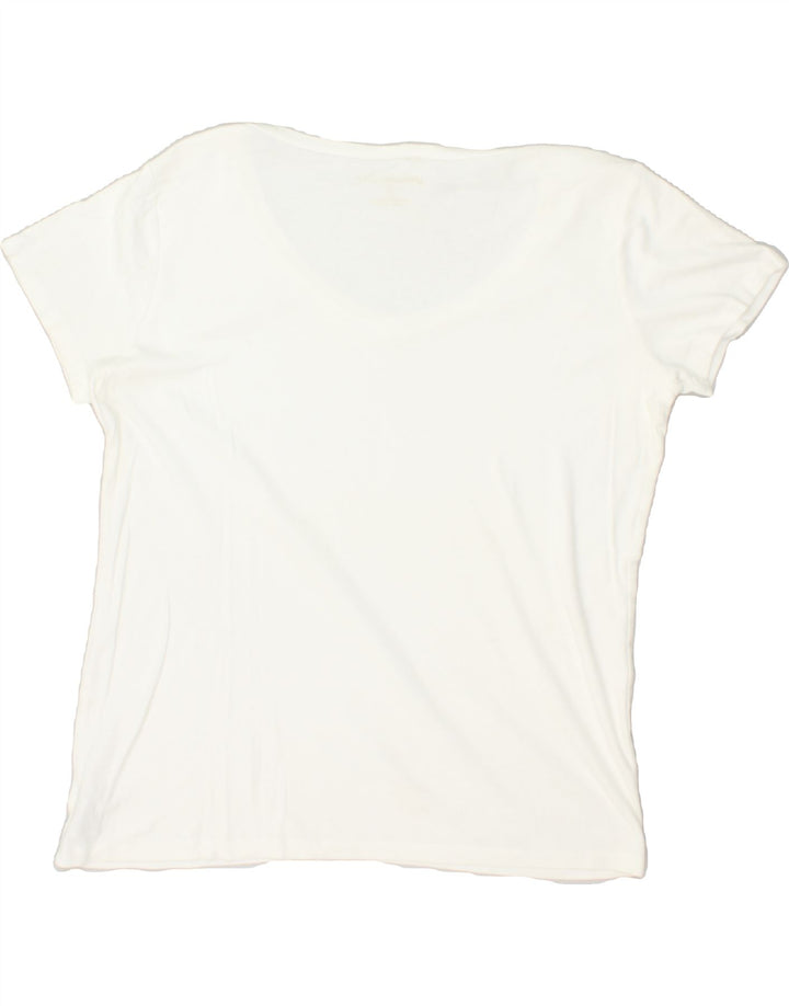 EDDIE BAUER Womens T-Shirt Top UK 18 XL Off White Cotton | Vintage Eddie Bauer | Thrift | Second-Hand Eddie Bauer | Used Clothing | Messina Hembry 