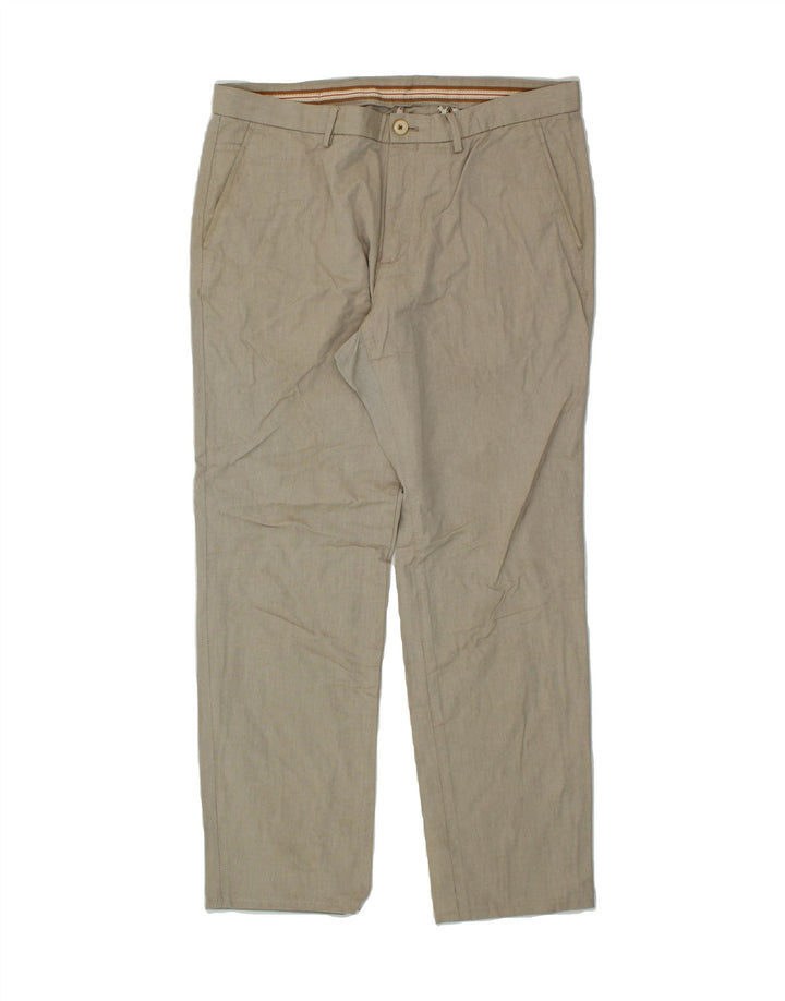 MASSIMO DUTTI Mens Straight Chino Trousers W32 L29 Beige Vintage Massimo Dutti and Second-Hand Massimo Dutti from Messina Hembry 