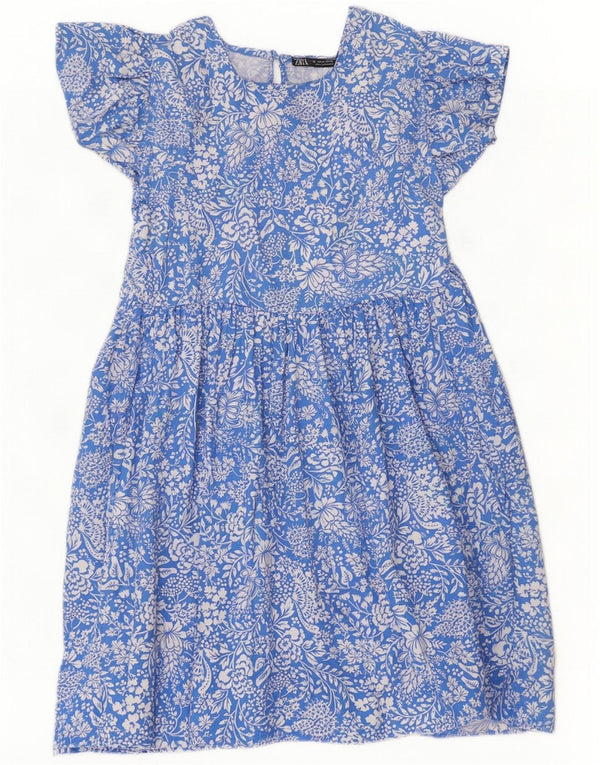 Zara Mujer Vestido Acampanado ES 40 XL Azul Floral