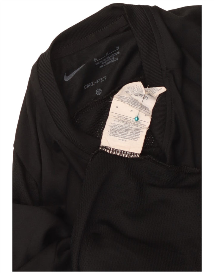 Nike Mens T-Shirt Top Medium Black Striped Polyester Sports