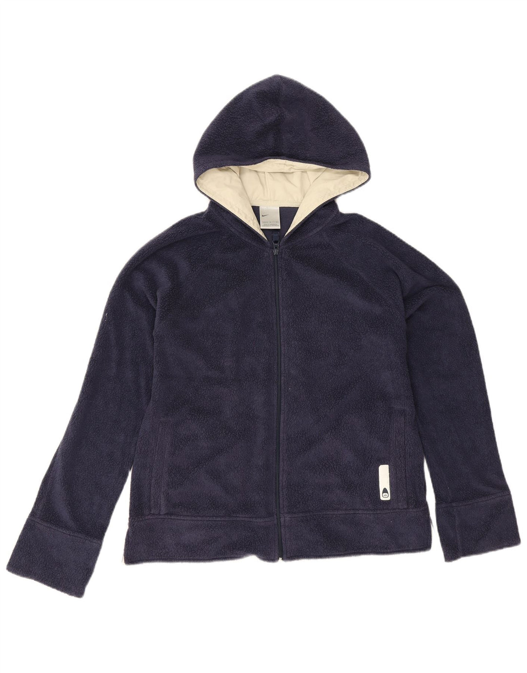 Nike Womens Hooded Fleece Jacket US 12/14 Large Navy Blue Polyester