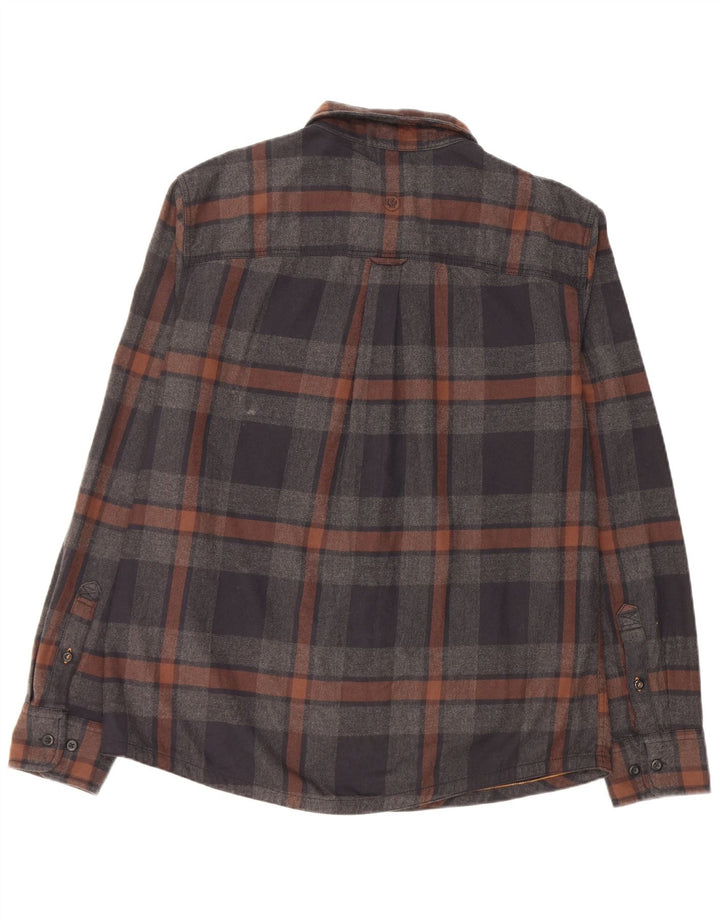 Fat Face Mens Flannel Shirt Large Grey Plaid Cotton